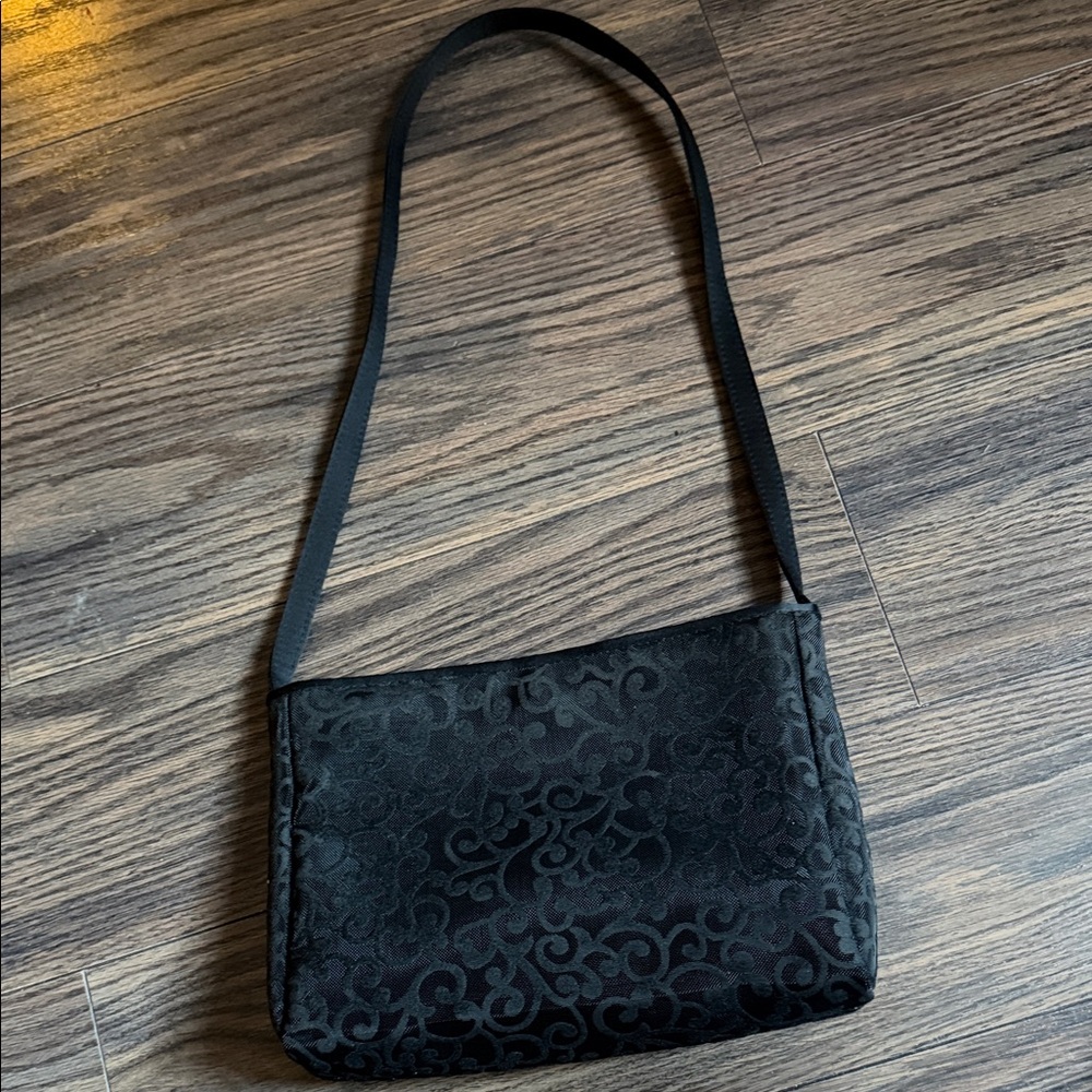 Elegant Black Patterned Shoulder Bag